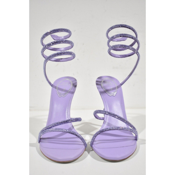 Rene Caovilla Margot Lilac Purple Strass Ankle Wrap Strap Sandal Heel Pump 36 - Picture 5 of 11